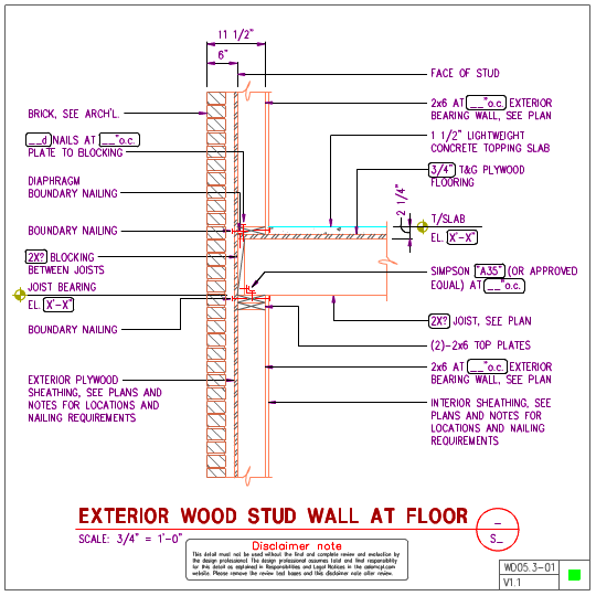 Wd05 3 2x Wood Floor To 2x6 Wood Stud Wall Axiomcpl Central